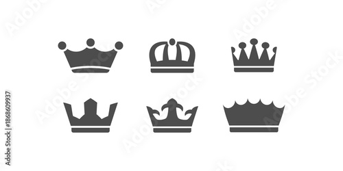 King and Queen Crowns. Crown Icon Set Flat Style. Royal Crown Symbol Collection Vector Illustration