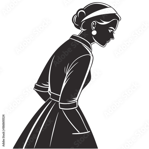 Elegant woman in vintage style with a refined profile and classic attire