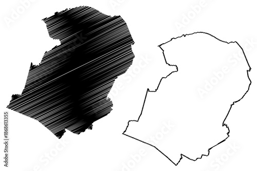 Bernheze municipality (Kingdom of the Netherlands, Holland, North Brabant or Noord-Brabant province) map vector illustration, scribble sketch map