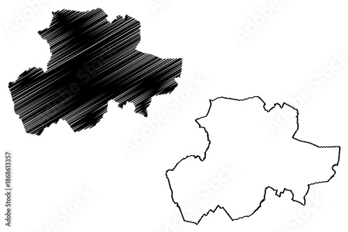 Berkelland municipality (Kingdom of the Netherlands, Holland, Gelderland or Guelders province) map vector illustration, scribble sketch Berkelland map