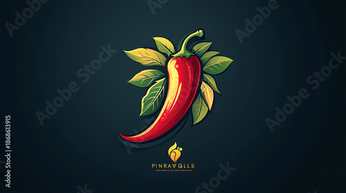 Minimalist logo concept featuring red chili swirl and green lime accent in center 
