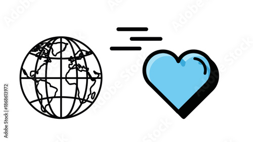 Global Digital Love Connection Concept
