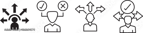 Decision making icons set showing choice. Choice vector icons set

