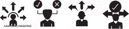 Decision making icons set showing choice. Choice vector icons set
