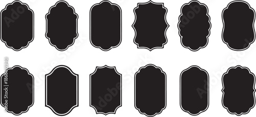 Set of vintage label and badges shape collections. Vector illustration. Black template for patch, insignias, overlay