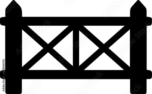 Minimal Fence Gate Icon Black Silhouette