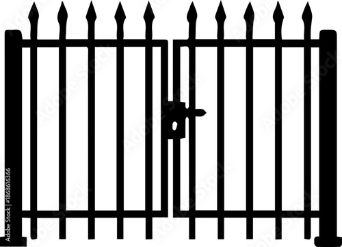 Minimal Fence Gate Icon Black Silhouette