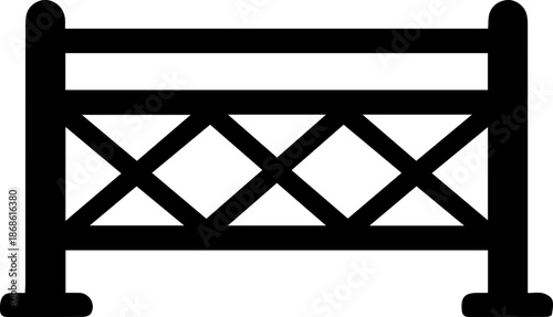 Minimal Fence Gate Icon Black Silhouette