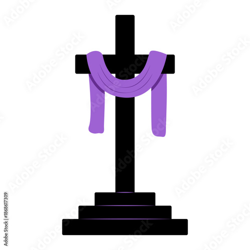 Holy week christian cross with shroud illustration