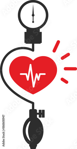 Medical blood pressure monitor with heart rate symbol