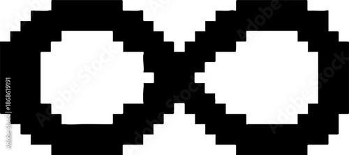 Simple Pixel Art Black Infinity Symbol Icon Graphic Element