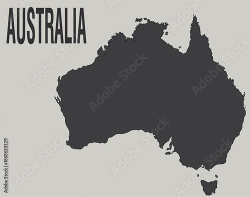 Minimalist Australia continent outline map on isolated white background (Best for clean silhouettes and simple icons)