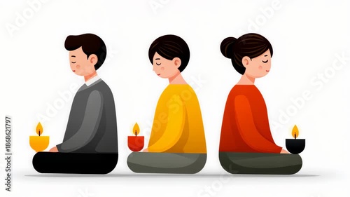 Meditation transformation: diverse couples connect and relax through mindful practice