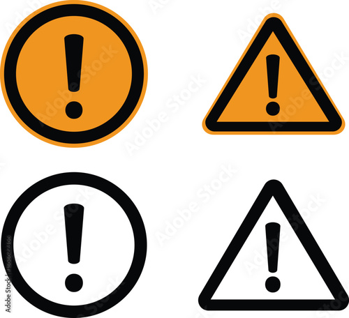 Caution warning signs. Exclamation danger sign. Warnings, attention symbol. Triangle warning flat style - stock vector.