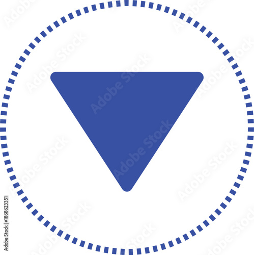 Circular Down Arrow Vector Icon for User Interface Navigation and Scroll Indicators. Round Down Arrow Logo Vector Design for Download, Expand and Drop Down Actions. Minimal Circular Down Arrow Icon