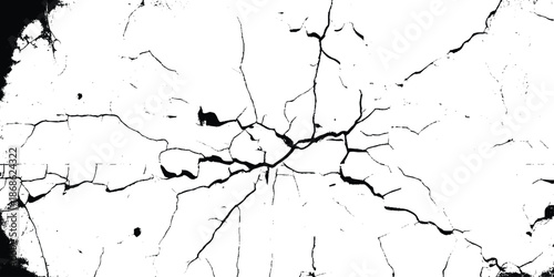 Abstract Grunge Crack Pattern on White Surface. 