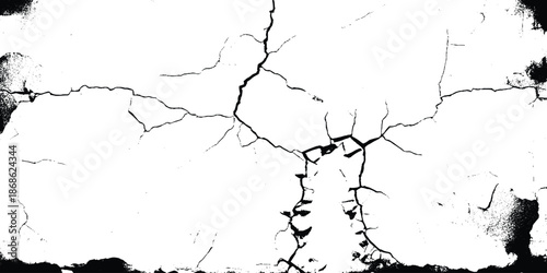 Cracked White Paint Texture Background. Abstract Grunge Crack Pattern on White Surface
