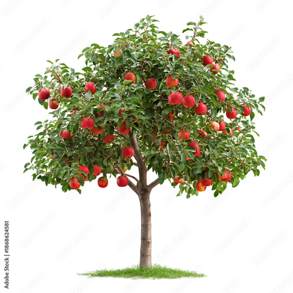 Fototapeta premium Apple tree isolated on white and transparent background