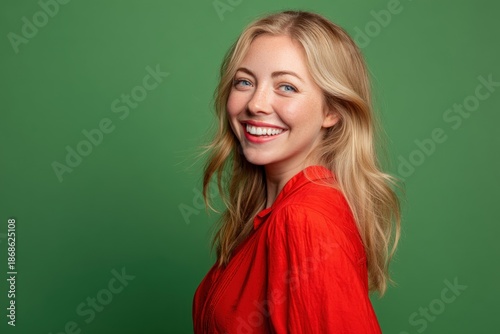 Smiling woman with blond ha...