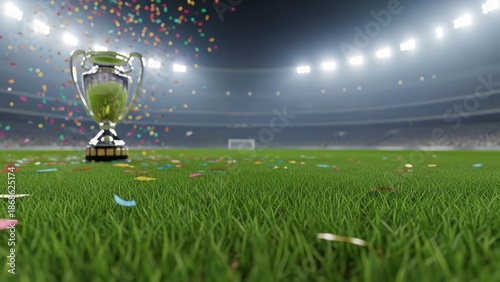 Victory celebration on football pitch