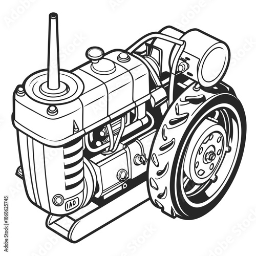 Vintage tractor illustration