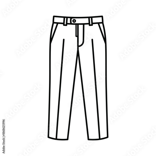 Black and white illustration of mens trousers on white background