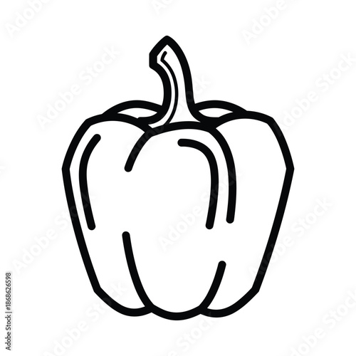 Black and white simple bell pepper illustration