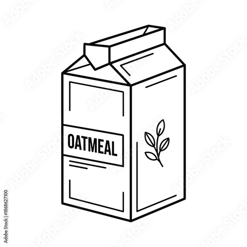 Oatmeal carton illustration black and white