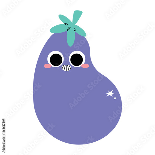 Purple Eggplant Flat Vector Illustration