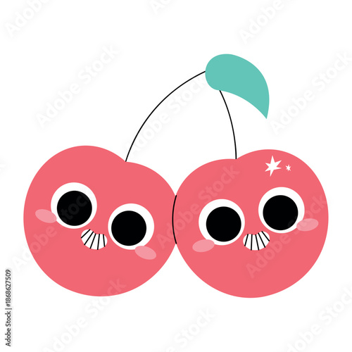 Vibrant Flat Design Cherry Fruit Vector Illustration
