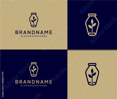 plant vector logo in pottery