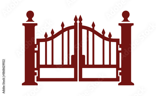 Gate icon. Front perspective. A basic flat graphic illustration created in vector. The object is set apart on a white backdrop. Isolate

