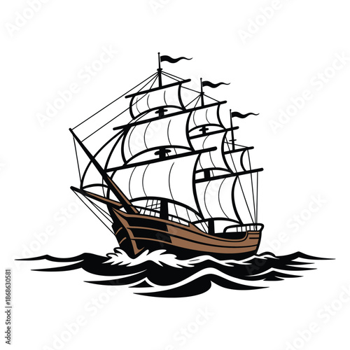 ship on a white background
