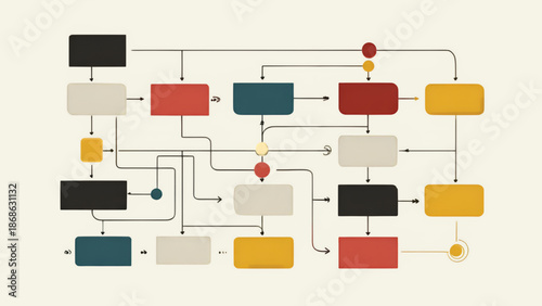 Structured Process Diagram Vector Layout with Sequential Flow Blocks