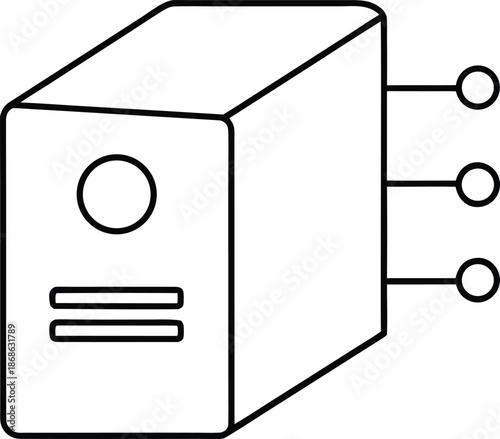 Futuristic city park with hover cars line art on transparent background