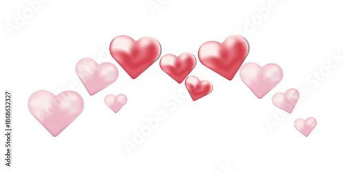 3D pink hearts arc design for Valentine and speacial day for your love featuring glossy romantic heart elements on a transparent backdrop.
