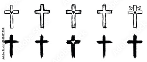 Christian cross icon set. Christian cross icon collection. Vector illustration. EPS 10