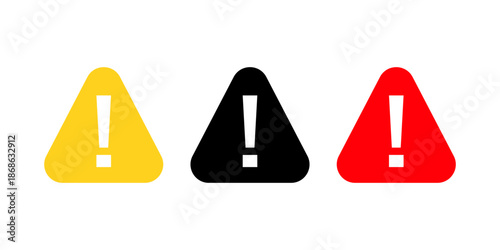 Caution warning sign collection with exclamation mark vector icons for hazard danger safety alert symbol and risk prevention graphic illustration design