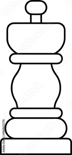 Spice grinder mill outline line art vector on transparent background