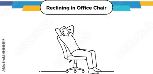 Black outline vector of office worker relaxing in a reclining chair
