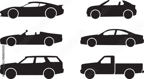 Car silhouettes set vector