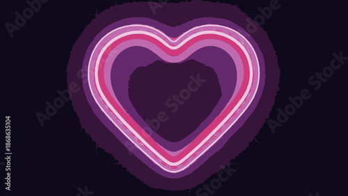 Glowing neon heart shape on dark background.