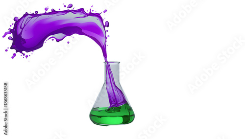 Colorful Chemistry Flask Illustration – Purple Splash Science Experiment