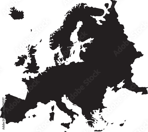 Europe Map Silhouette Vector illustration