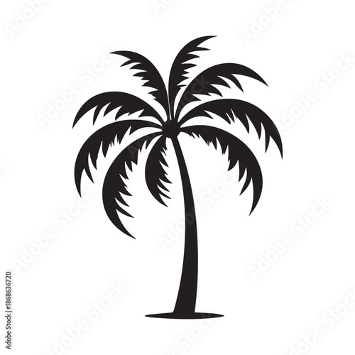 Coconut tree icon. Flat style black on white vector illustration.