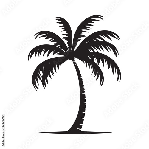 Coconut tree icon. Flat style black on white vector illustration.