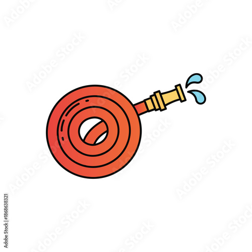Firefighter hose equipment colorful vector illustration