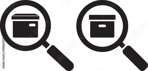 Magnifying glass box Silhouette on white background
