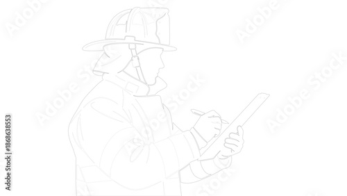 Silhouette of Firefighter Holding Tool on Dark Surface