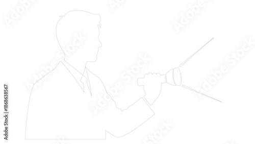 Silhouette of Man Holding a Watch with Light Beam